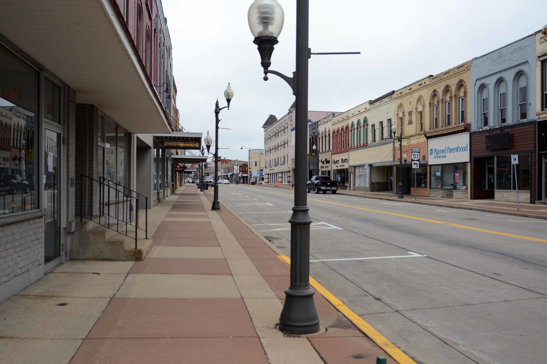 Downtown Portage during 'safer at home' order, March 26